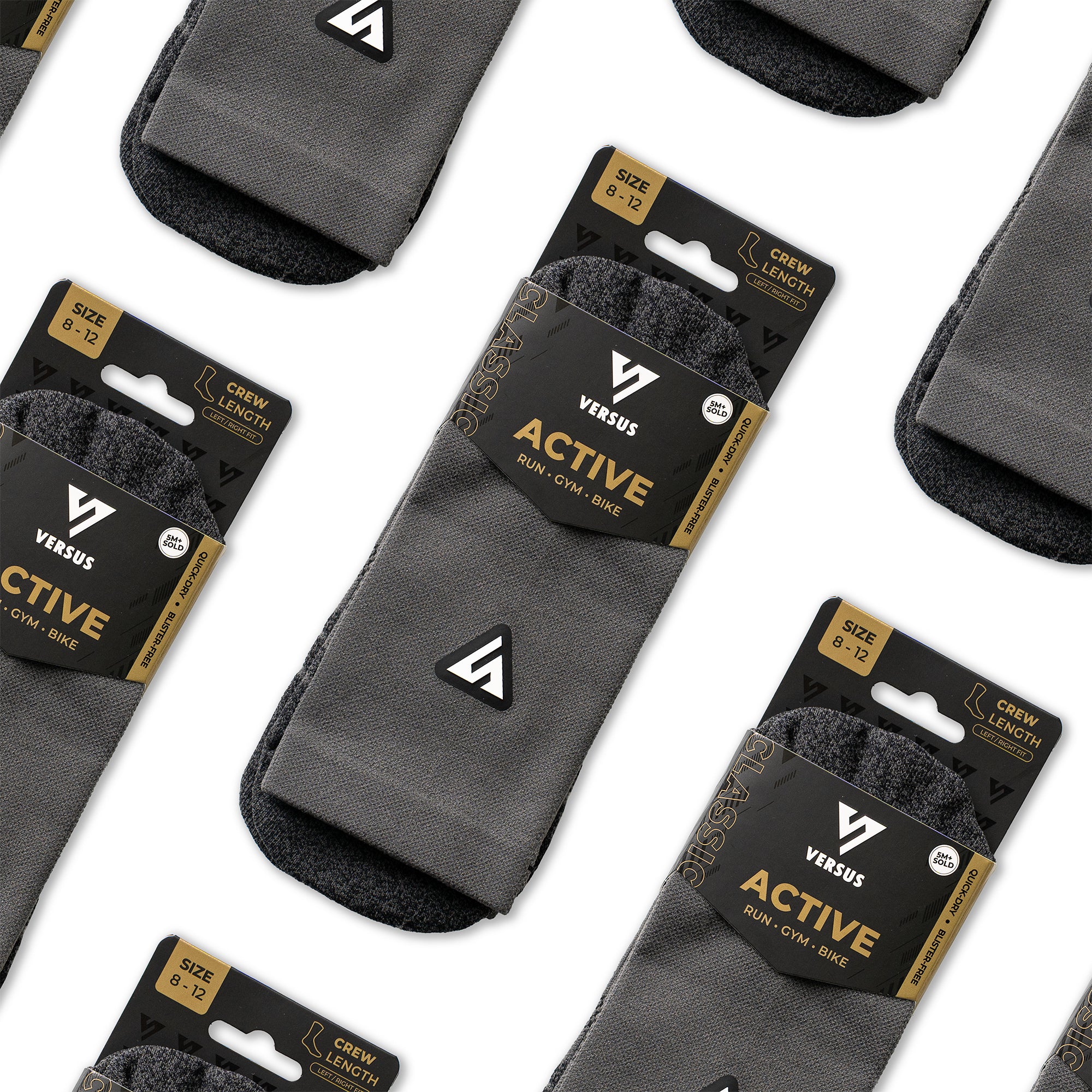 Classic Charcoal Active Crew Tab Socks