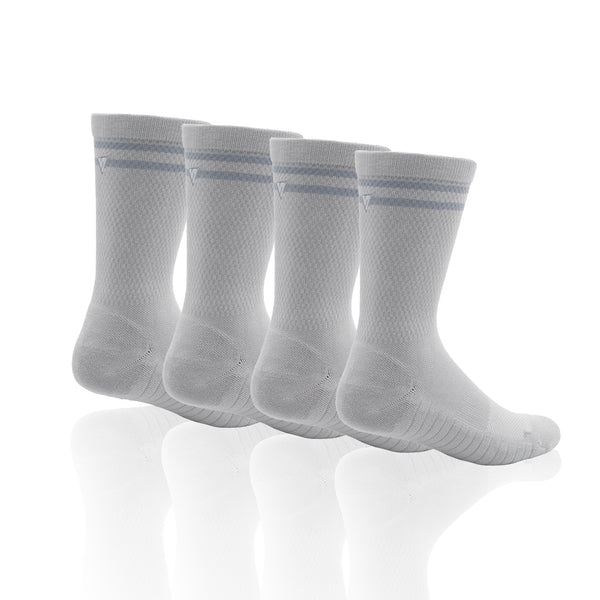 Stone Grey Lifestyle Crew Socks Bundle (4 Pack)