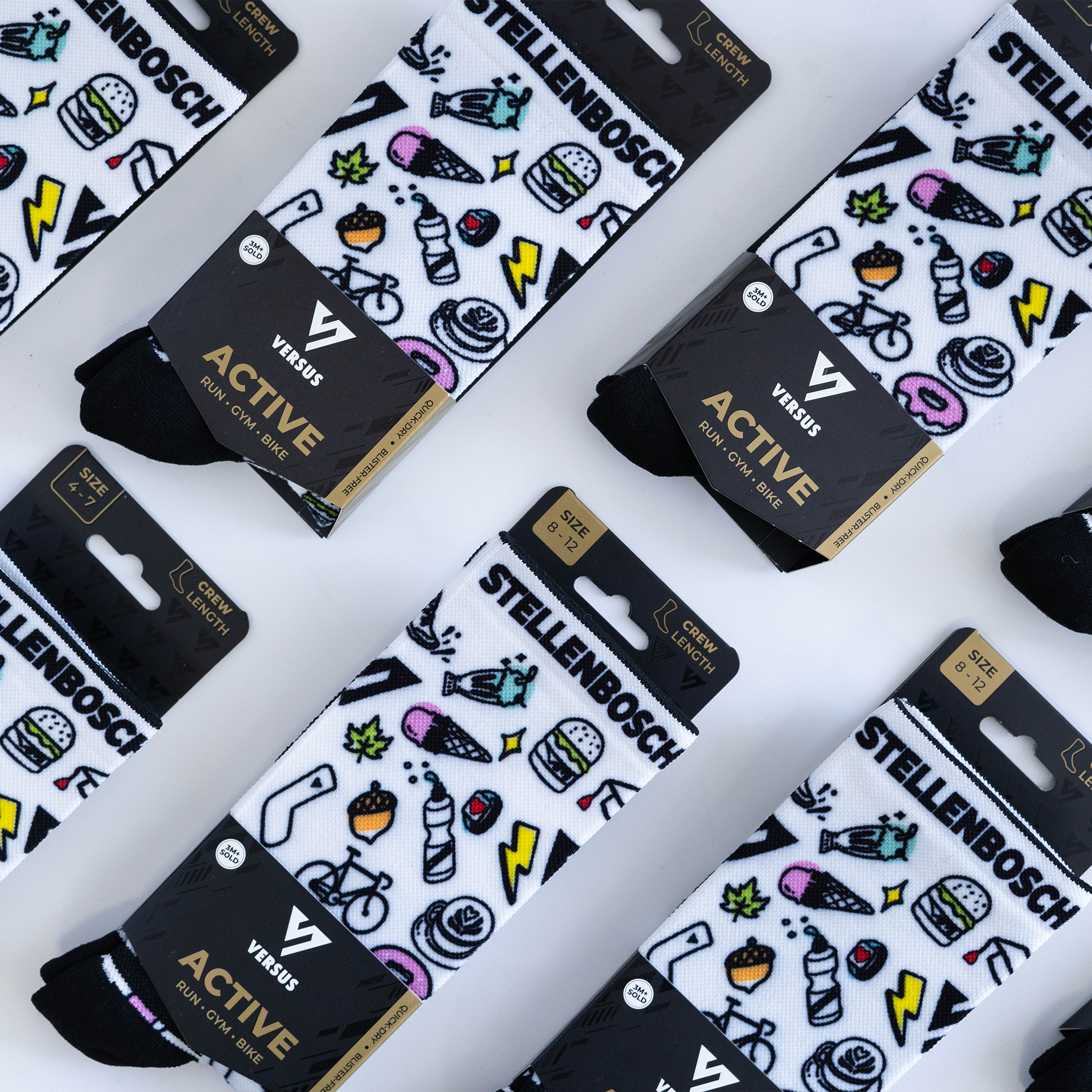 Stellenbosch Doodles Active Crew Socks