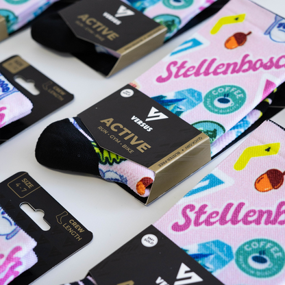 Stellenbosch Stickers Active Crew Socks