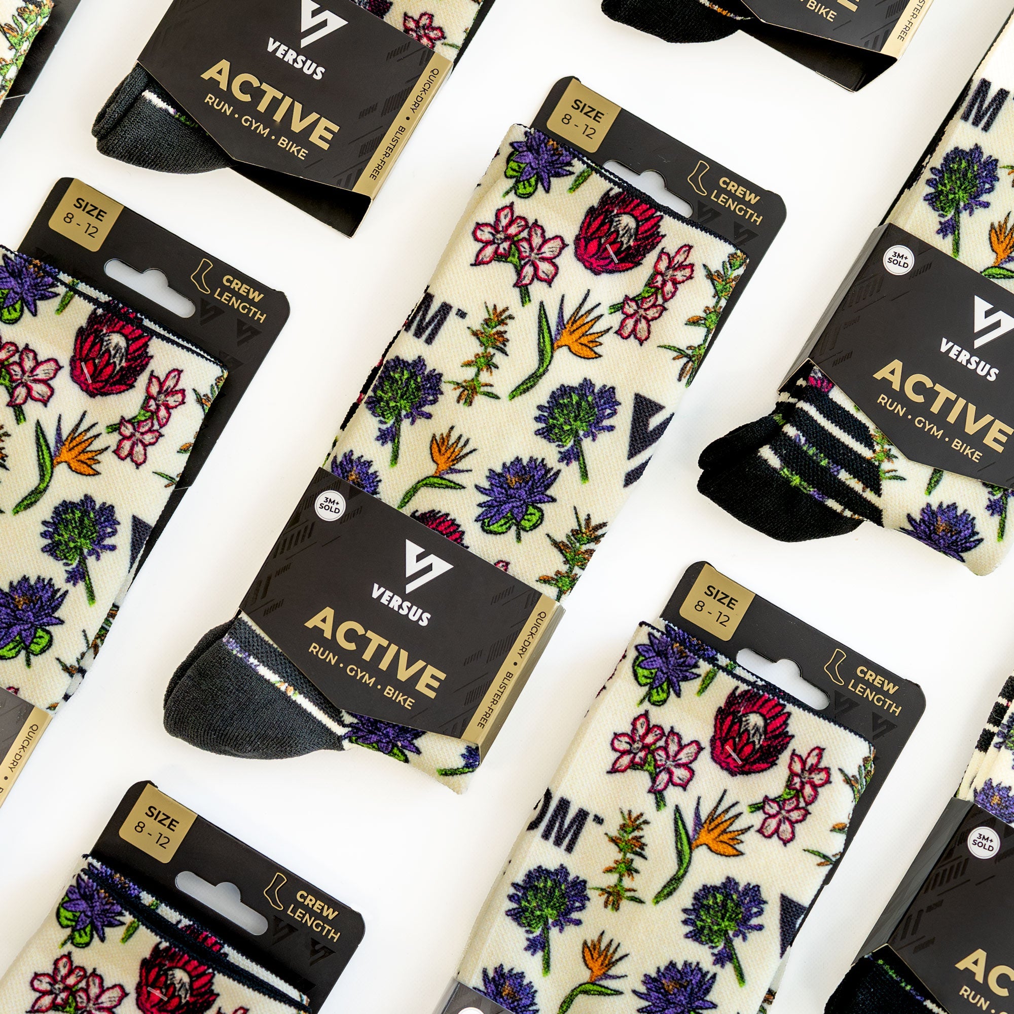 Versus X FOM Flowers of South Africa Active Crew Socks