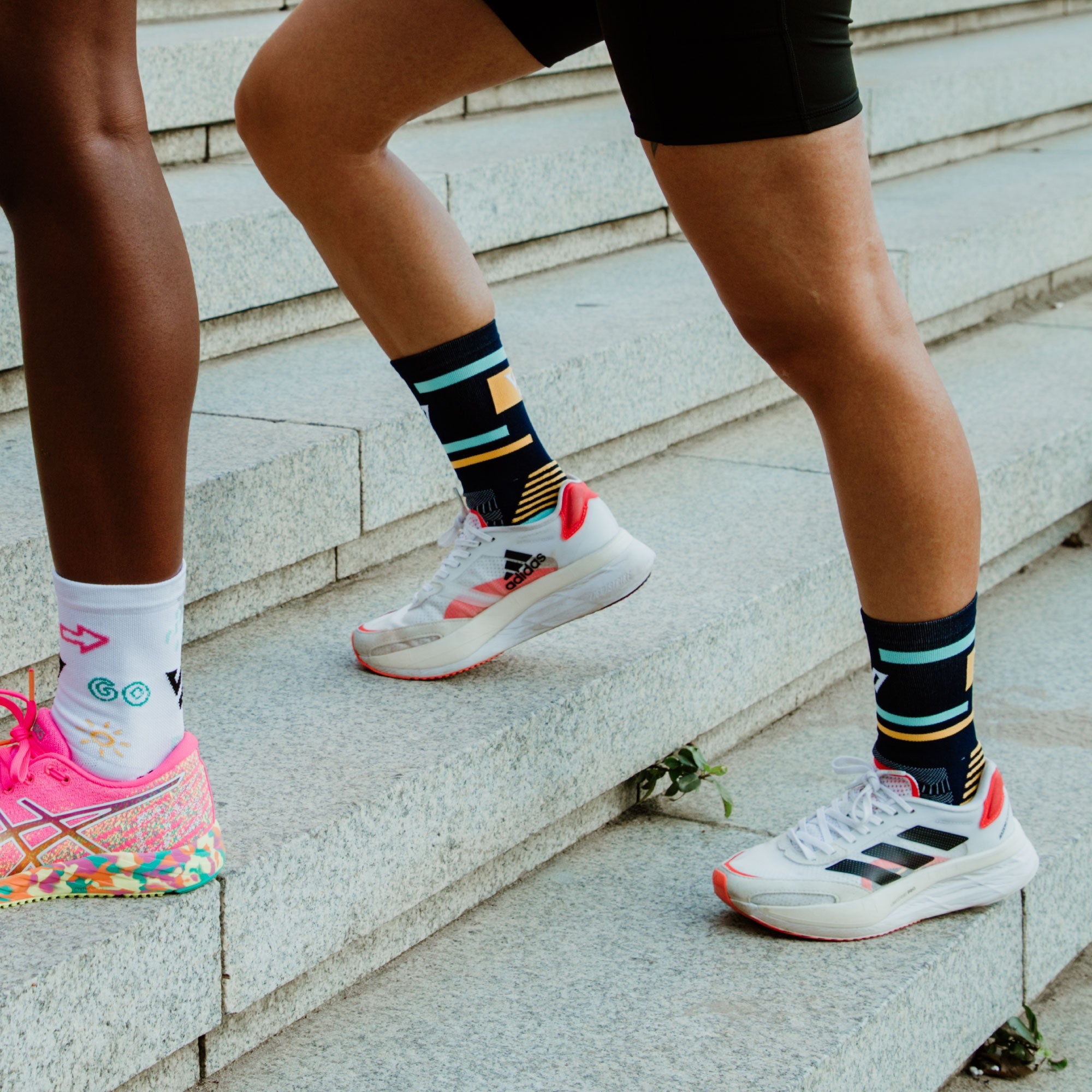 Navy Pixels Running Socks 1 | Versus Socks